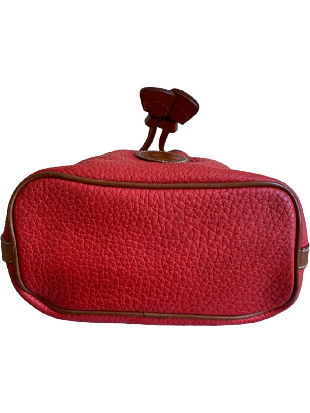 DOONEY & BOURKE Vintage Red & Tan Small Drawstring Bucket Pebbled Leather Bag - Picture 5 of 11